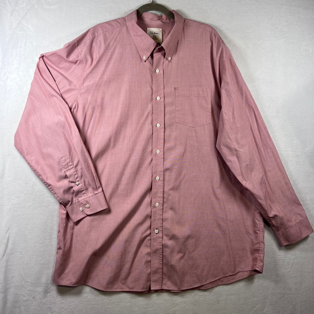 LL Bean Mens XXL Red Button‎ Down Cotton Dress Shirt Preppy
